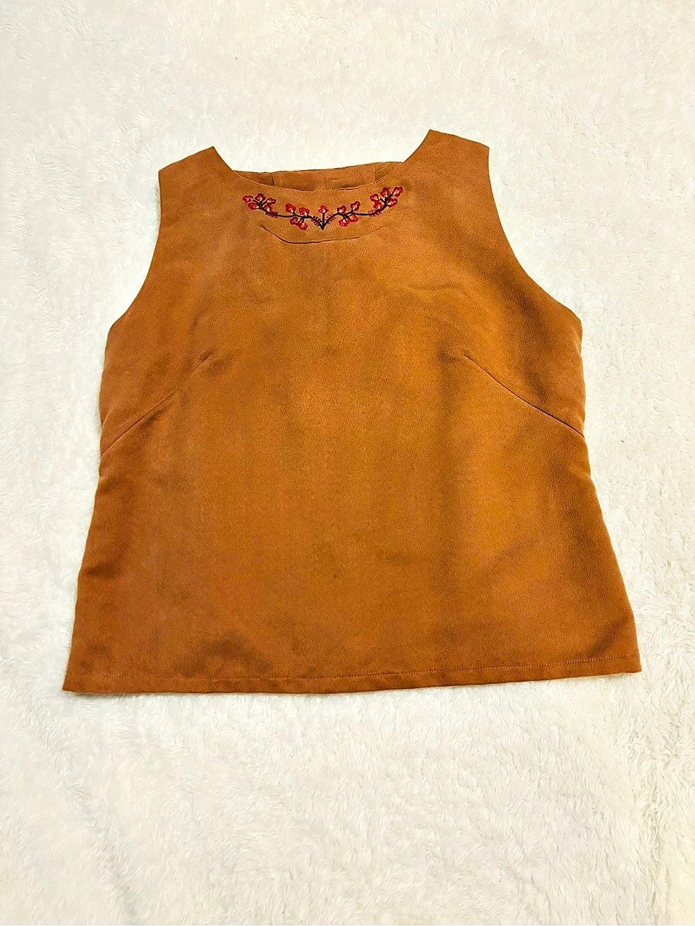 Gordon & James Embroidered Sleeveless Top in Brown Medium
